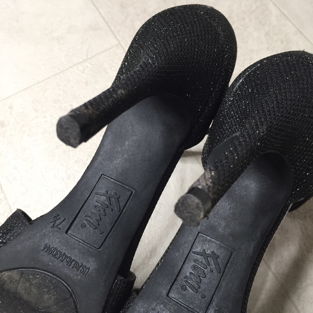 Fioni Heels Sz 7.5 Black Glitter Sparkly Stilettos - Picture 7 of 8